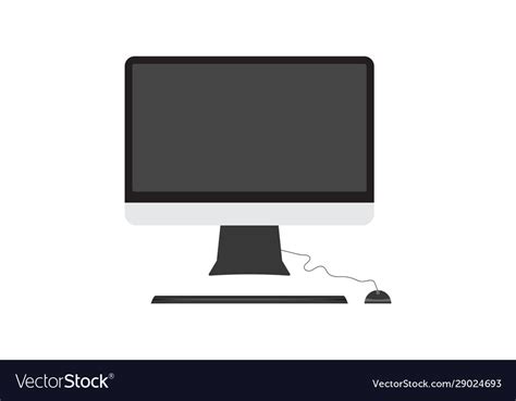 Computer Monitor Display Mouse Keyboard On A Vector Image