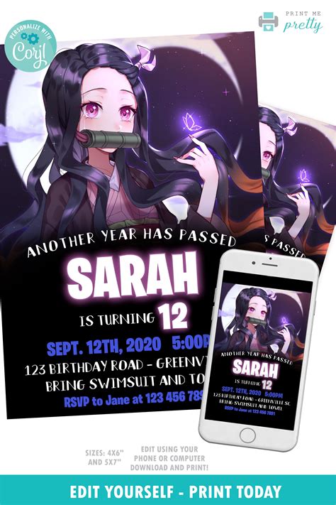 Nezuko Birthday Invitation