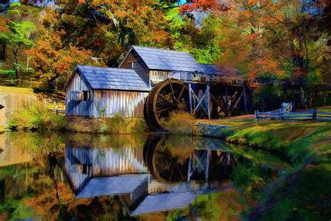 The Mill Autumn River Mill Trees Hd Wallpaper Peakpx