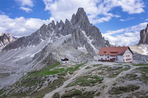 Mountain Peak Of Paternkofel At Three Peaks Hut In Nature Park Of The