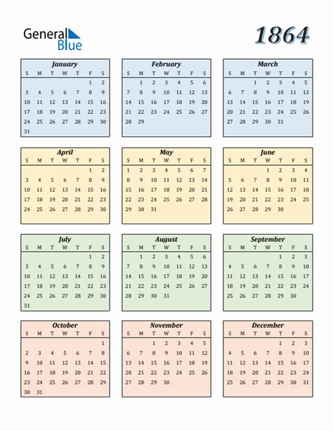 Free 1864 Calendars In Pdf Word Excel