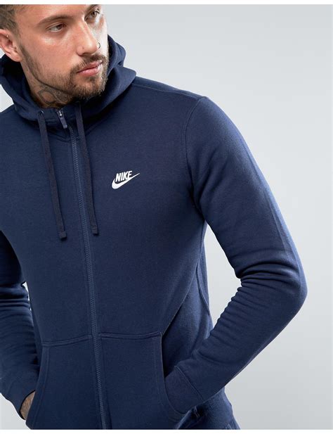 Nike Cotton Zip Up Hoodie With Futura Logo In Navy 804389 451 In Blue