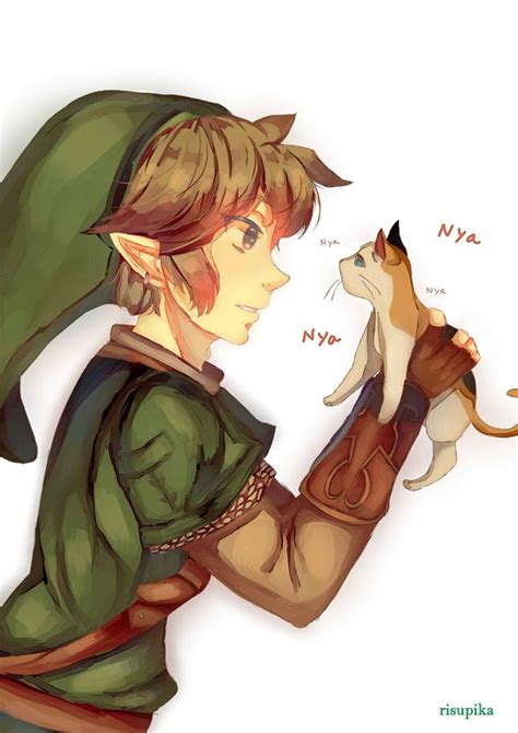 Link And Cat By Risupika Iconic Characters Zelda Characters Fictional