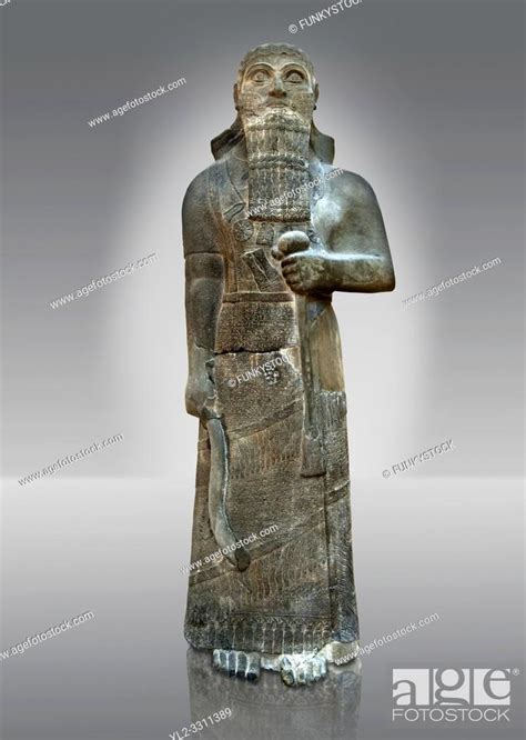 Neo Assyrian Basalt Statue Of King Shalmaneser III 858 824 B C