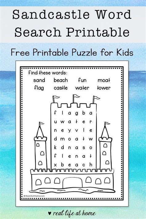 Sandcastle Word Search Free And Easy Beach Word Find For