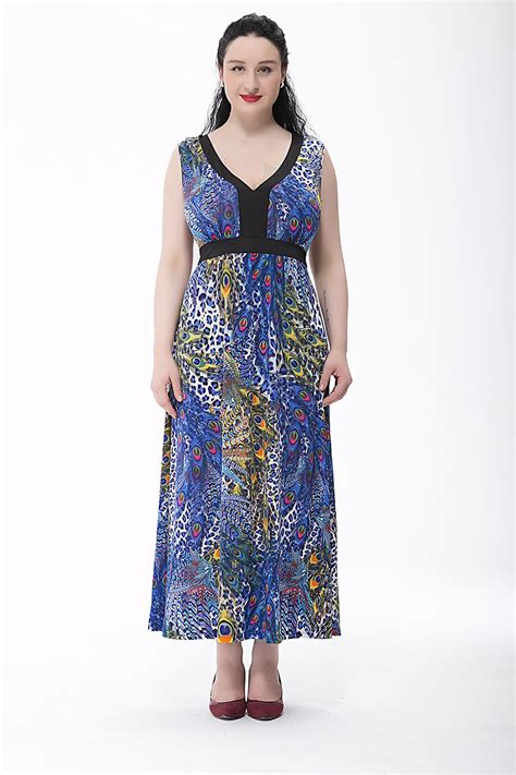 Apparel New Sexy Sleeveless Floral Print Long Dress Plus Size L 6xl