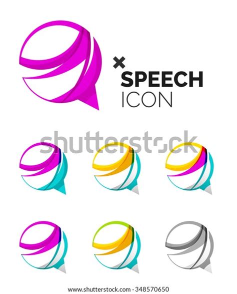 Set Abstract Speech Bubble Cloud Icons Stock Vector Royalty Free 348570650 Shutterstock