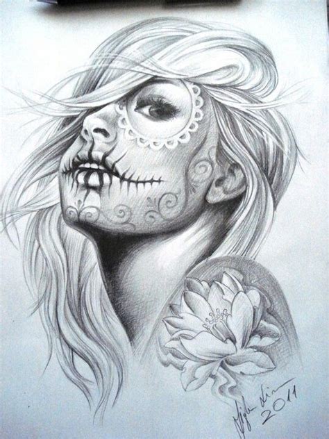 Pin By Fukuopaimai On Sugar Skulls Skull Girl Tattoo Day Of The Dead