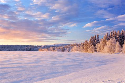Frozen Äijäjärvi Lake In Finnish Lapland In Winter At Sunset Maximize