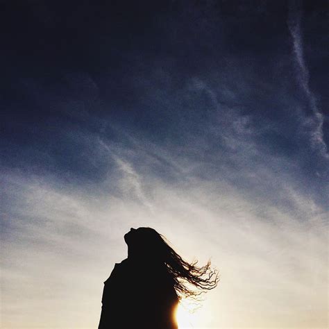 1366x768px Free Download Hd Wallpaper Sunset Girl Silhouette Long Hair Woman Sky