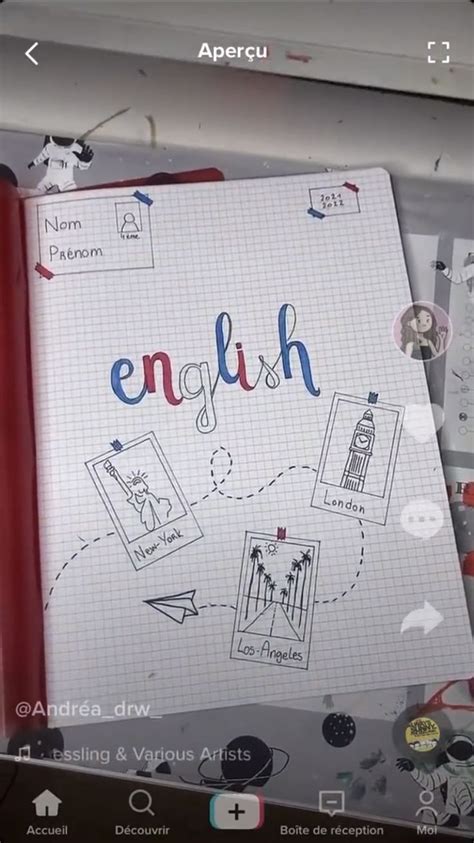 An Open Notebook With The Word English Written On It