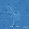 Red Deer Alberta City Vector Road Map Blue Text Digital Art by Frank ...