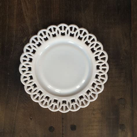 825″ Collectible Milk Glass Dessert Plate With Laced Edge Haute Juice