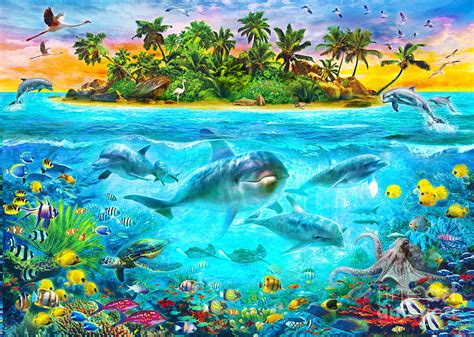 Dolphin Paradise Island Digital Art By Mgl Meiklejohn