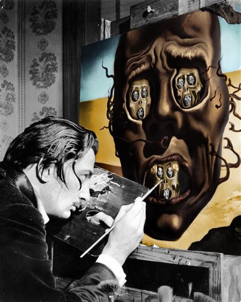 Salvador Dali Painting The Face Of War 1940 Rcolorization