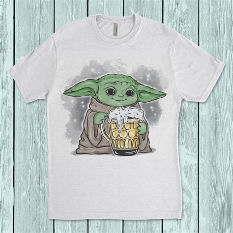 Baby Yoda With Beer T Shirt Etsy