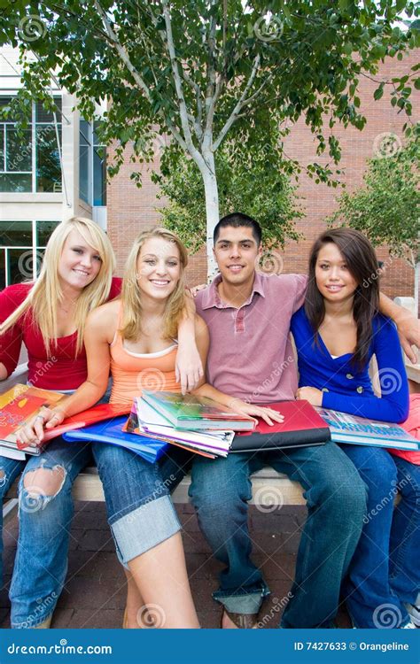 Students Outside Of School Stock Image Image Of People 7427633