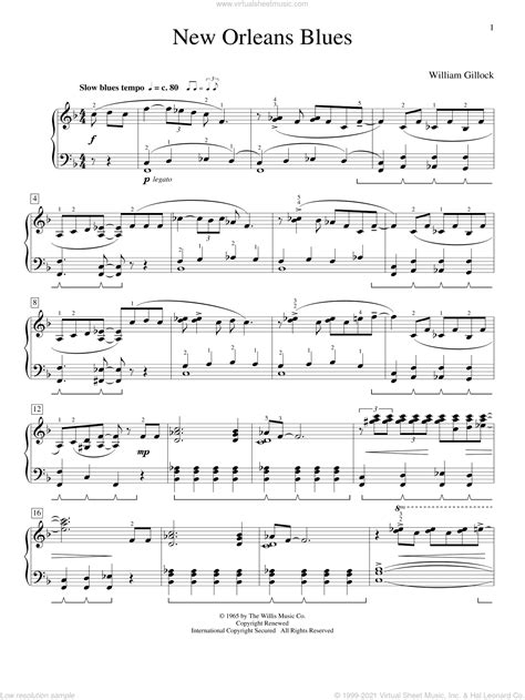 New Orleans Blues Simplified Sheet Music For Piano Solo Elementary