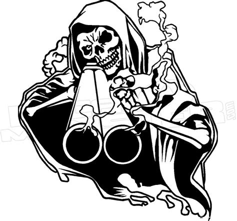 Grim Reaper Shot Gun Decal Sticker