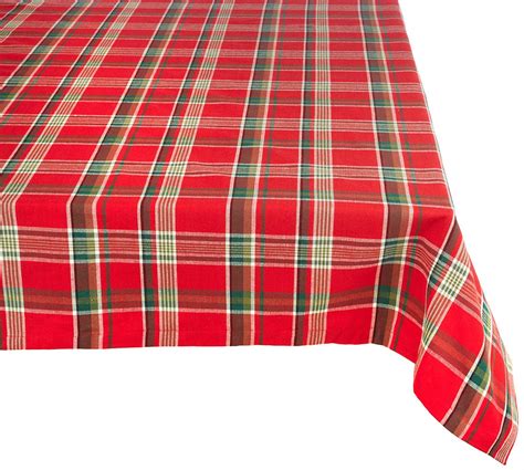 Design Imports Tango Red Plaid Tablecloth 60 X 84 Seats 6 8