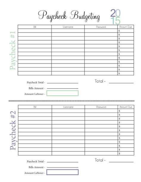 Best Images Of Printable Paycheck Budget Free Printable Paycheck Budget Printable Bi Weekly