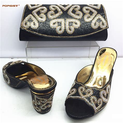 Shoes And Bag Set African Set Black Color African Shoe And Bag Set For Party In Women Nigerian