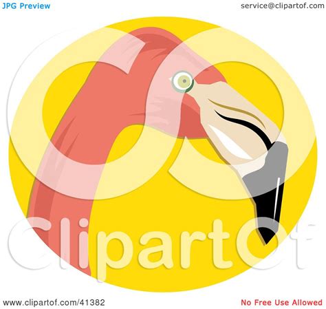 Clipart Illustration Of A Pink Flamingo Head Over Yellow