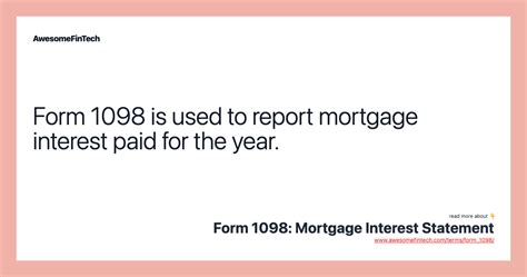 Form 1098 Mortgage Interest Statement Awesomefintech Blog
