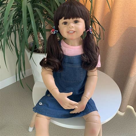 40 Large Reborn Doll Big Realistic Dolls Long Dank Hair Etsy