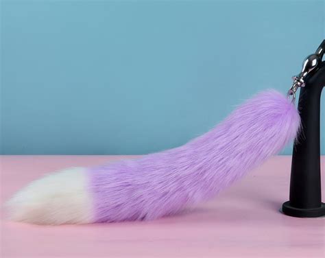 Purple Tug Tail Plug And Ear Set Faux Fur Fox Tail Butt Plug Etsy