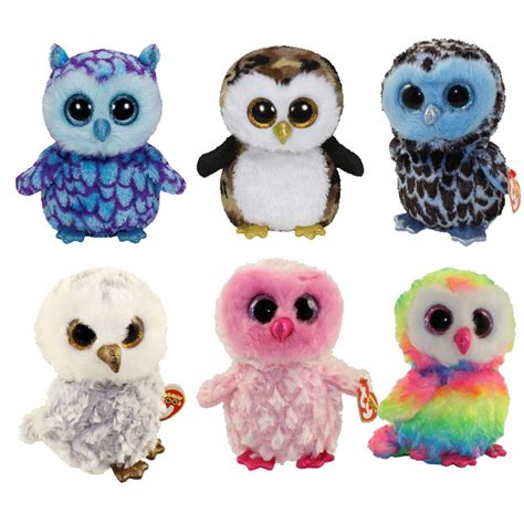 Ty Beanie Boos Set Of 6 Owls Owliver Owen Oscar Owlette Twiggy