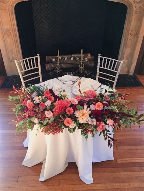 Sweetheart Table Flowers In Jewel Tones Sweetheart Table Flowers