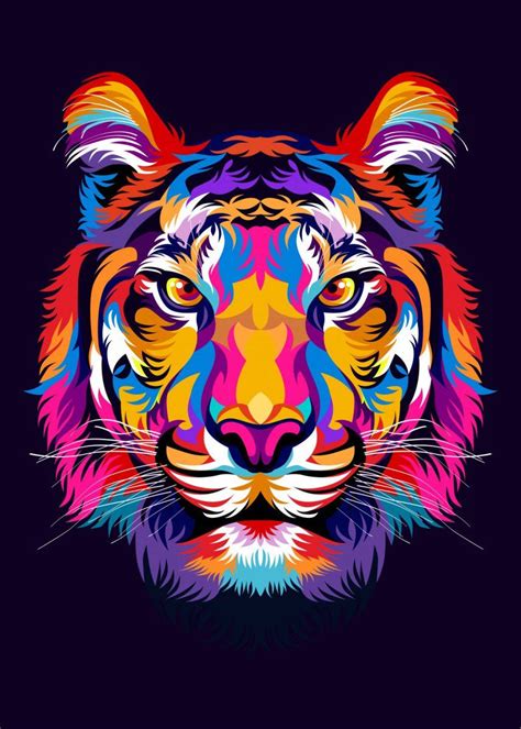 Colorful Tiger Poster By Cholik Hamka Displate Pop Art Animals