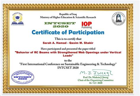 Pdf Certificate For Participation Intcset2020