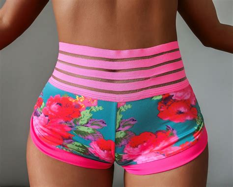 Sexy Women Push Up Print Shorts Gymwear