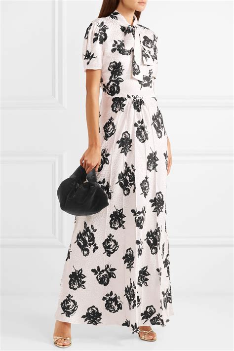 White Floral Print Silk Jacquard Maxi Dress Miu Miu Net A Porter