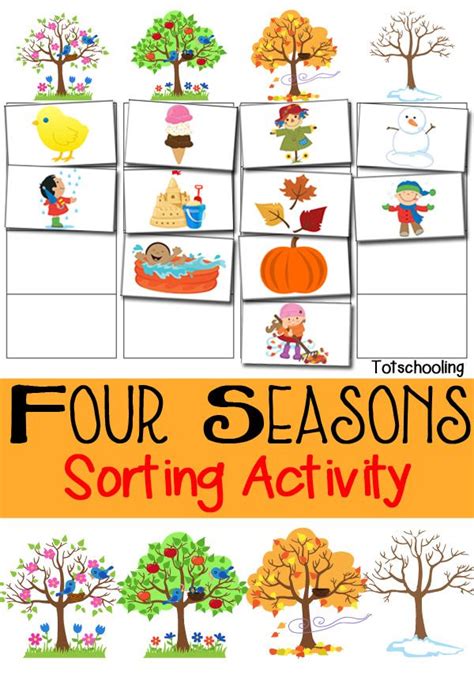 Free Printable Sorting Activity Featuring The Four Seasons Great For