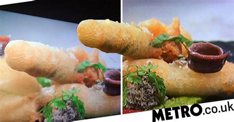 people convinced this piece of food on masterchef looks like a penis