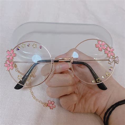 Mbvbn Kawaii Glasses With Chain Kawaii Accessories Glass Case Included Cute Glasses