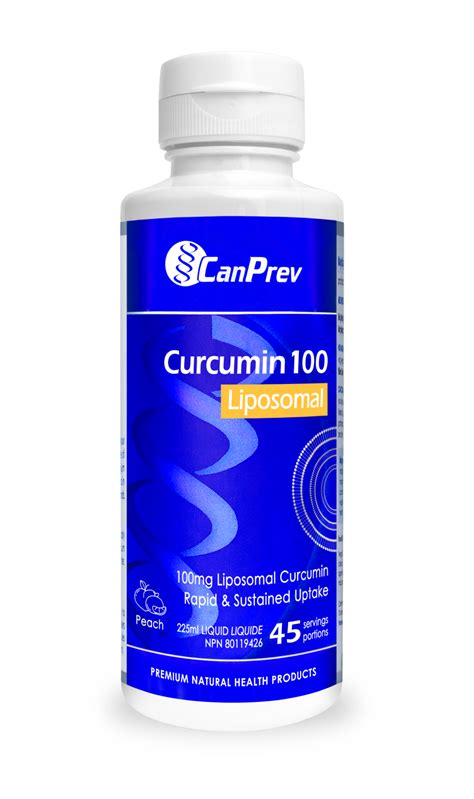 Liposomal Curcumin 100mg 225ml Peach CanPrev Premium Health Products