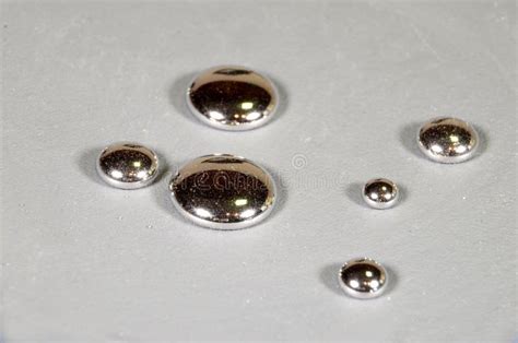 Closeup On Drops Of Mercury Stock Photo Image Of Periodic Closeup