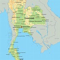 Kort over Thailand: se bl.a. placeringen af Bangkok og Koh Chang