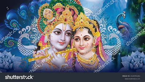 Lord Krishna Wall Poster Lord Radha Stock Illustration 2124701261