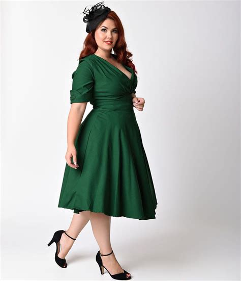 Find great deals on ebay for emerald green dress size 16. Plus Size 1950s Emerald Green Delores Swing Dress with ...