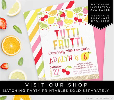 Tutti Frutti Water Bottle Labels Birthday Party Printable Etsy