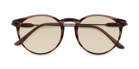 Stripe Brown Wayfarer Geek Chic Keyhole Bridge Tinted Sunglasses With