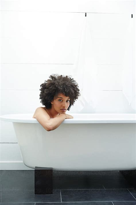 African American Woman Relaxing Taking A Bath Del Colaborador De Stocksy Trinette Reed Stocksy