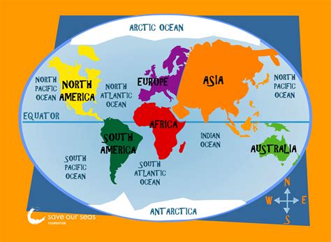 Printable Map Of Continents And Oceans