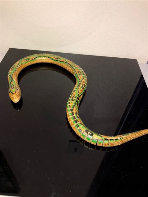Folk Art Coiled Wood Snake Hand Carved And Painted Gives A Sense Of
