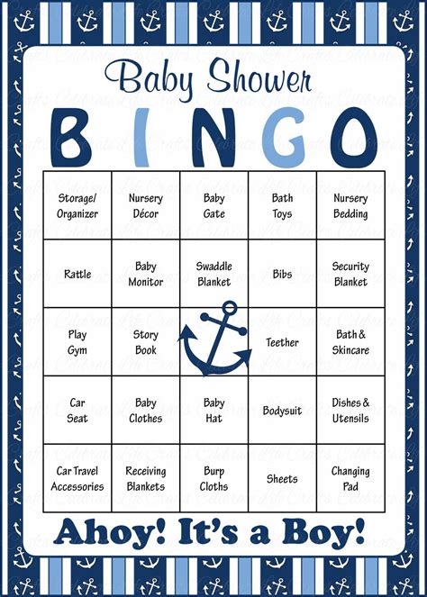 Check spelling or type a new query. Nautical Baby Shower Game Download for Boy | Baby Bingo - Celebrate Life Crafts